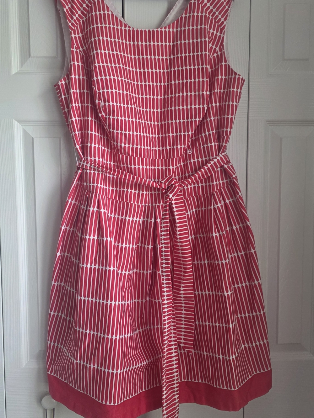 Dress Barn Woman Pink Patterned Sleeveless Tie-Waist Dress